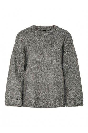 PCORLY LS O-NECK OVERSIZE KNIT PWP BC - ΓΚΡΙ