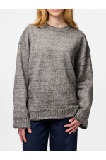 PCORLY LS O-NECK OVERSIZE KNIT PWP BC - ΓΚΡΙ