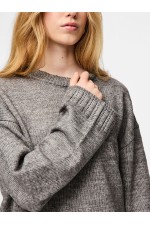 PCORLY LS O-NECK OVERSIZE KNIT PWP BC - ΓΚΡΙ
