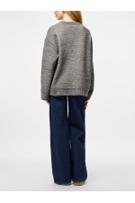 PCORLY LS O-NECK OVERSIZE KNIT PWP BC - ΓΚΡΙ