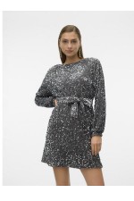 VMBELLA LS BOATNECK SHORT DRESS JRS - ΓΚΡΙ