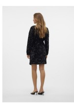 VMBELLA LS BOATNECK SHORT DRESS JRS - ΜΑΥΡΟ