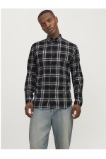JJJOSHUA FALL FLANNEL SHIRT LS - ΜΑΥΡΟ