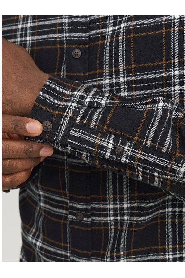 JJJOSHUA FALL FLANNEL SHIRT LS - ΜΑΥΡΟ