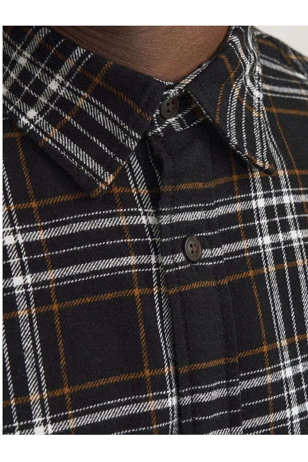 JJJOSHUA FALL FLANNEL SHIRT LS - ΜΑΥΡΟ