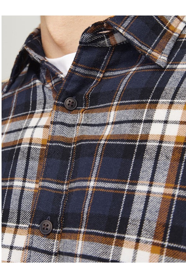 JJJOSHUA FALL FLANNEL SHIRT LS - ΠΟΡΤΟΚΑΛΙ