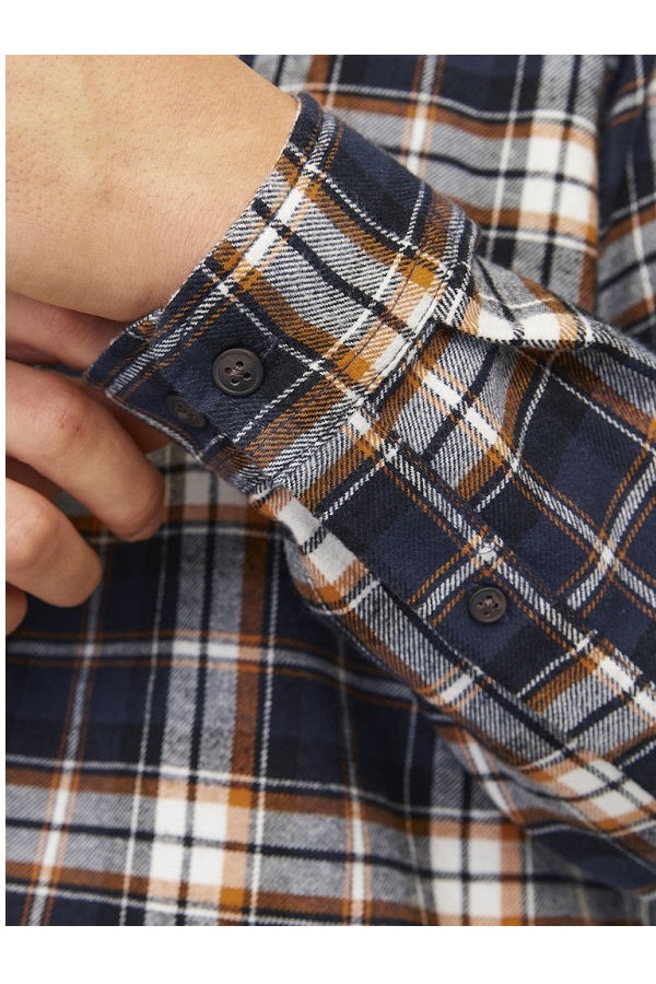 JJJOSHUA FALL FLANNEL SHIRT LS - ΠΟΡΤΟΚΑΛΙ