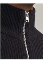 JJPANNEL KNIT ZIP CARDIGAN AW24 - ΜΑΥΡΟ