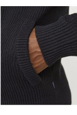 JJPANNEL KNIT ZIP CARDIGAN AW24 - ΜΑΥΡΟ