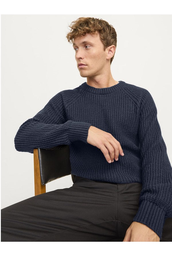 JJJONES KNIT CREW NECK - ΜΠΛΕ