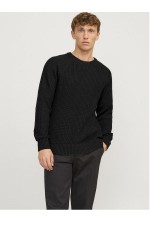 JJJONES KNIT CREW NECK - ΜΑΥΡΟ