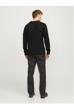 JJJONES KNIT CREW NECK - ΜΑΥΡΟ