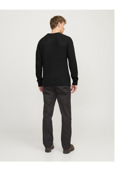 JJJONES KNIT CREW NECK - ΜΑΥΡΟ