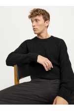 JJJONES KNIT CREW NECK - ΜΑΥΡΟ