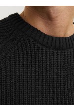 JJJONES KNIT CREW NECK - ΜΑΥΡΟ