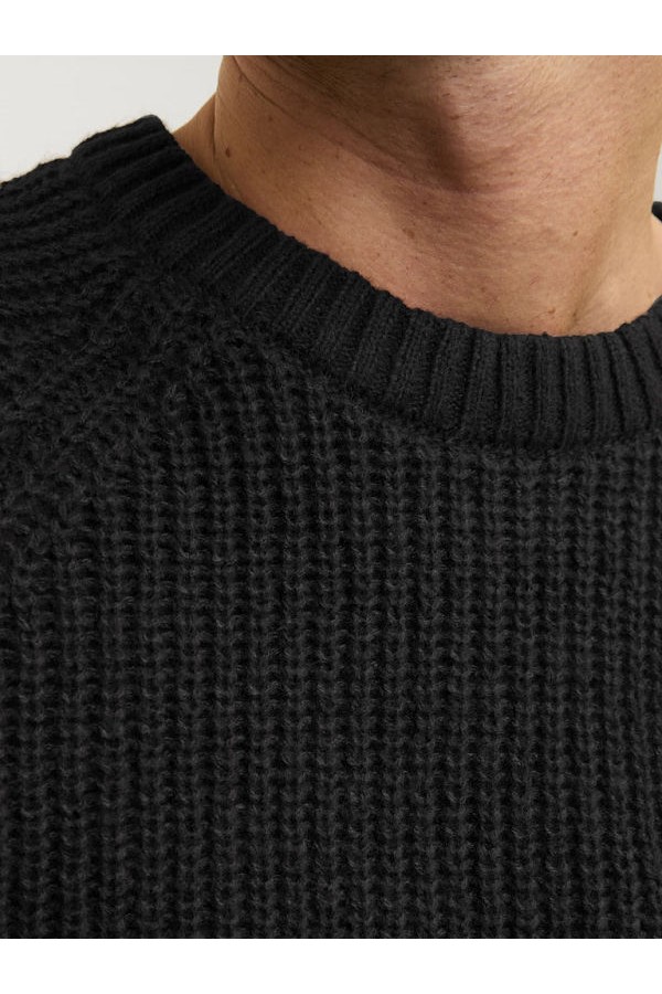 JJJONES KNIT CREW NECK - ΜΑΥΡΟ