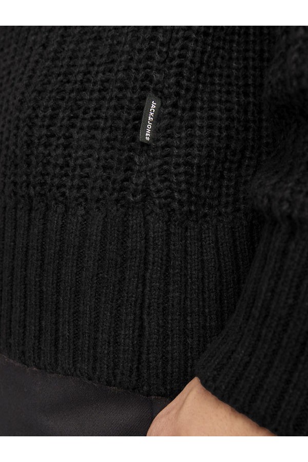JJJONES KNIT CREW NECK - ΜΑΥΡΟ