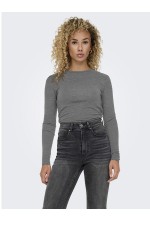 ONLSIA L/S O-NECK TOP BOX JRS - ΓΚΡΙ