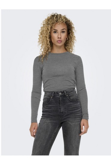 ONLSIA L/S O-NECK TOP BOX JRS - ΓΚΡΙ