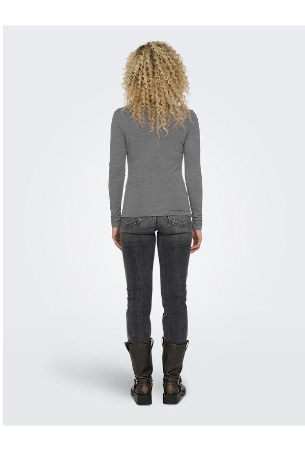 ONLSIA L/S O-NECK TOP BOX JRS - ΓΚΡΙ