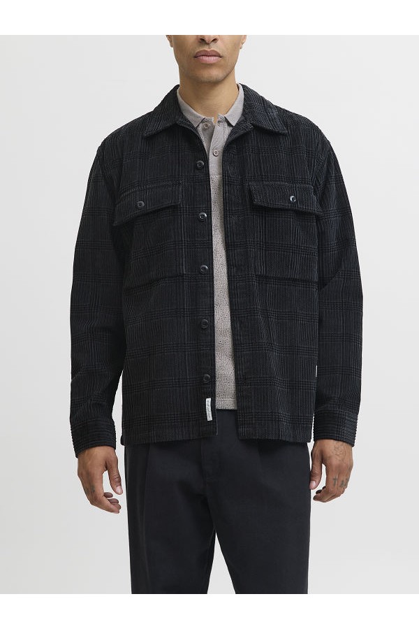 JPRBLUWILL CORDUROY L/S OVERSHIRT - ΜΑΥΡΟ