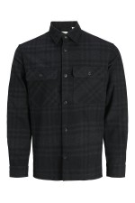 JPRRAYLE MELANGE CHECK L/S OVERSHIRT SN - ΜΑΥΡΟ