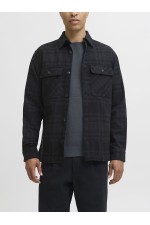 JPRRAYLE MELANGE CHECK L/S OVERSHIRT SN - ΜΑΥΡΟ