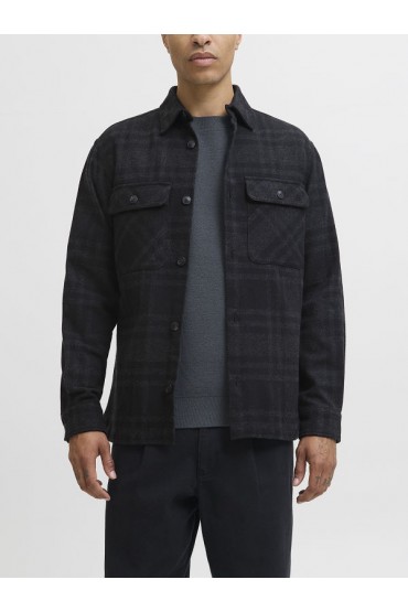 JPRRAYLE MELANGE CHECK L/S OVERSHIRT SN - ΜΑΥΡΟ