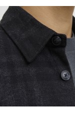JPRRAYLE MELANGE CHECK L/S OVERSHIRT SN - ΜΑΥΡΟ