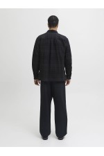JPRRAYLE MELANGE CHECK L/S OVERSHIRT SN - ΜΑΥΡΟ