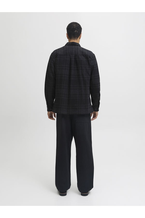 JPRRAYLE MELANGE CHECK L/S OVERSHIRT SN - ΜΑΥΡΟ