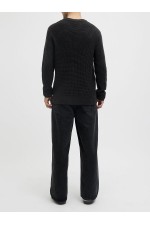 JJGLOBAL KNIT CREW NECK - ΜΑΥΡΟ