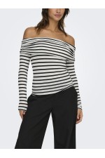 ONLGLAMOUR L/S OFF SHOULDER TOP CC JRS - ΛΕΥΚΟ