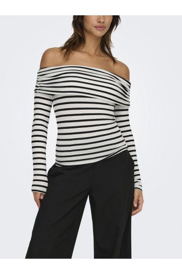 ONLGLAMOUR L/S OFF SHOULDER TOP CC JRS - ΛΕΥΚΟ