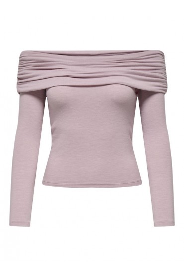 ONLGLAMOUR L/S OFF SHOULDER TOP CC JRS - ΡΟΖ