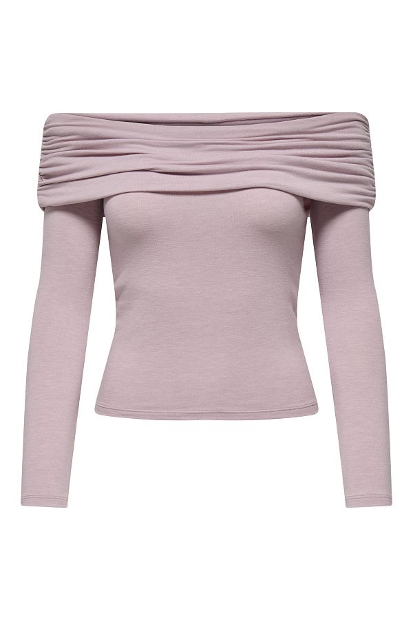 ONLGLAMOUR L/S OFF SHOULDER TOP CC JRS - ΡΟΖ