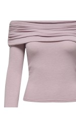 ONLGLAMOUR L/S OFF SHOULDER TOP CC JRS - ΡΟΖ