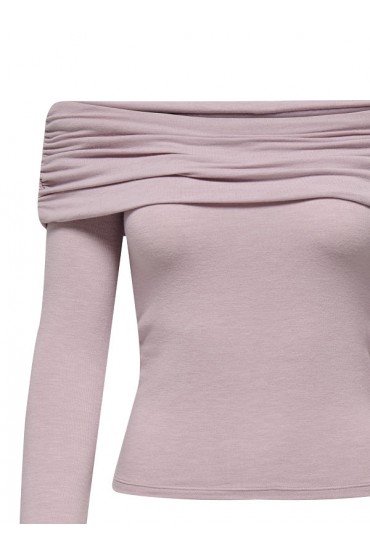 ONLGLAMOUR L/S OFF SHOULDER TOP CC JRS - ΡΟΖ