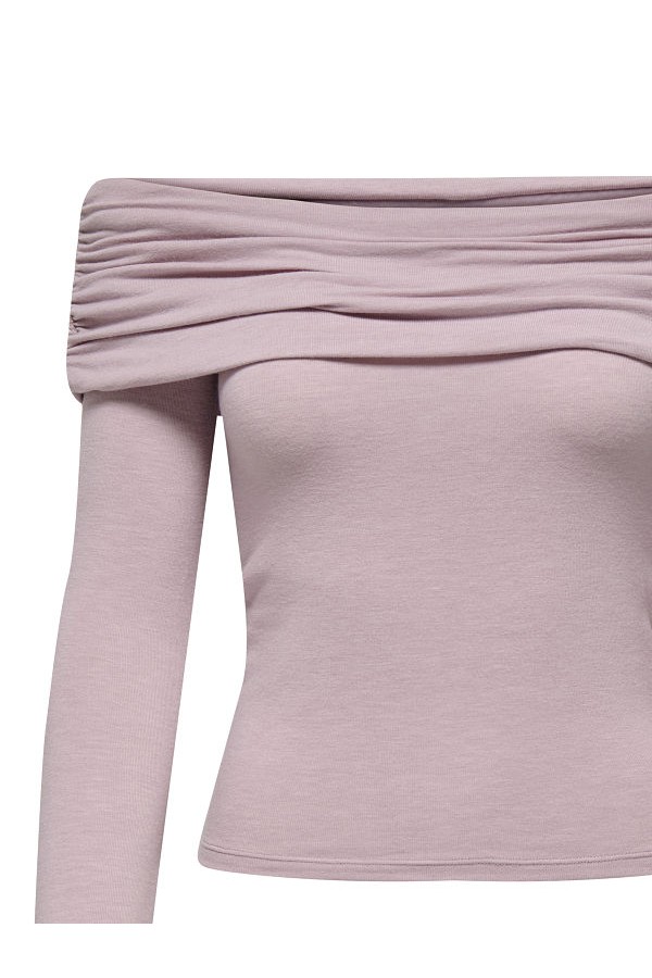 ONLGLAMOUR L/S OFF SHOULDER TOP CC JRS - ΡΟΖ