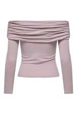 ONLGLAMOUR L/S OFF SHOULDER TOP CC JRS - ΡΟΖ