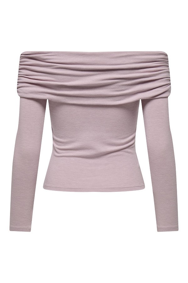 ONLGLAMOUR L/S OFF SHOULDER TOP CC JRS - ΡΟΖ