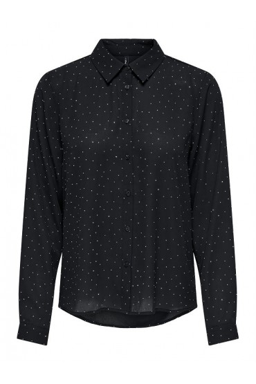 ONLZEKE L/S STUD SHIRT WVN - ΜΑΥΡΟ