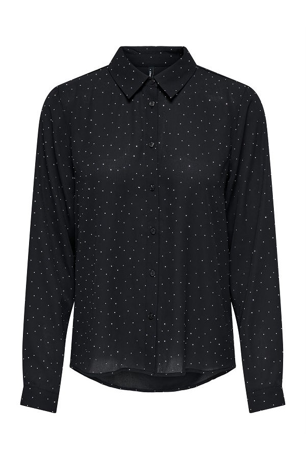 ONLZEKE L/S STUD SHIRT WVN - ΜΑΥΡΟ