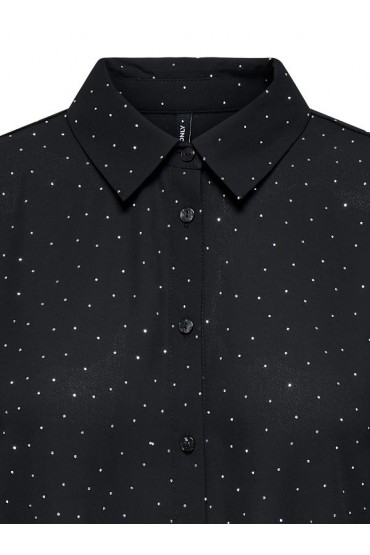 ONLZEKE L/S STUD SHIRT WVN - ΜΑΥΡΟ