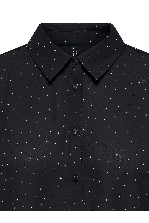 ONLZEKE L/S STUD SHIRT WVN - ΜΑΥΡΟ