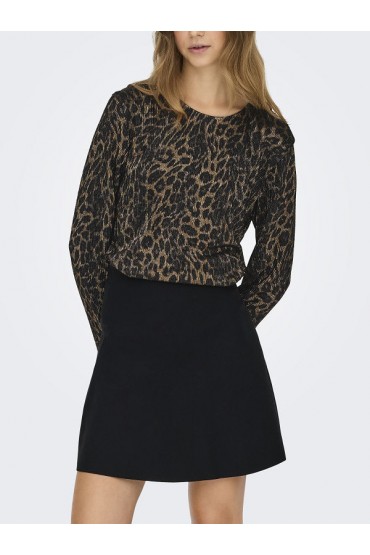 ONLLULA L/S SHINE O-NECK TOP BOX JRS - ΜΑΥΡΟ