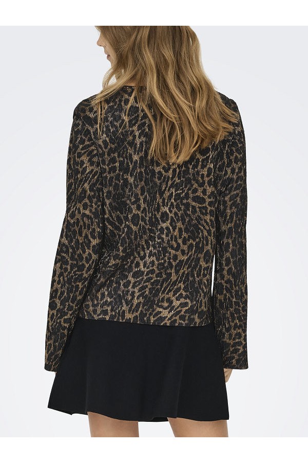 ONLLULA L/S SHINE O-NECK TOP BOX JRS - ΜΑΥΡΟ