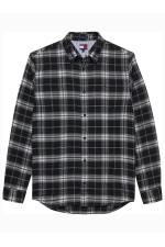 TJM REG FLANNEL CHECK SHIRT EXT - ΜΑΥΡΟ