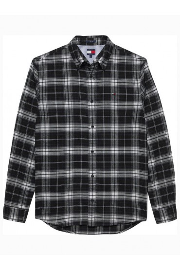 TJM REG FLANNEL CHECK SHIRT EXT - ΜΑΥΡΟ