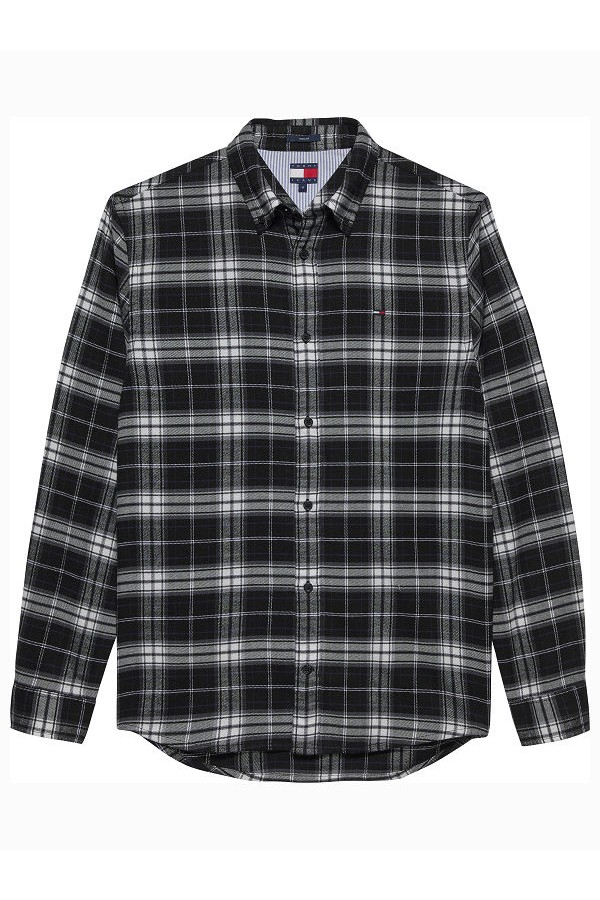 TJM REG FLANNEL CHECK SHIRT EXT - ΜΑΥΡΟ
